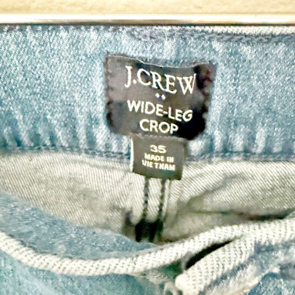 J. CREW | Medium Wash Wide-Leg Crop Jean Slit Welt Pockets | Size 35 (20) - Picture 5 of 7